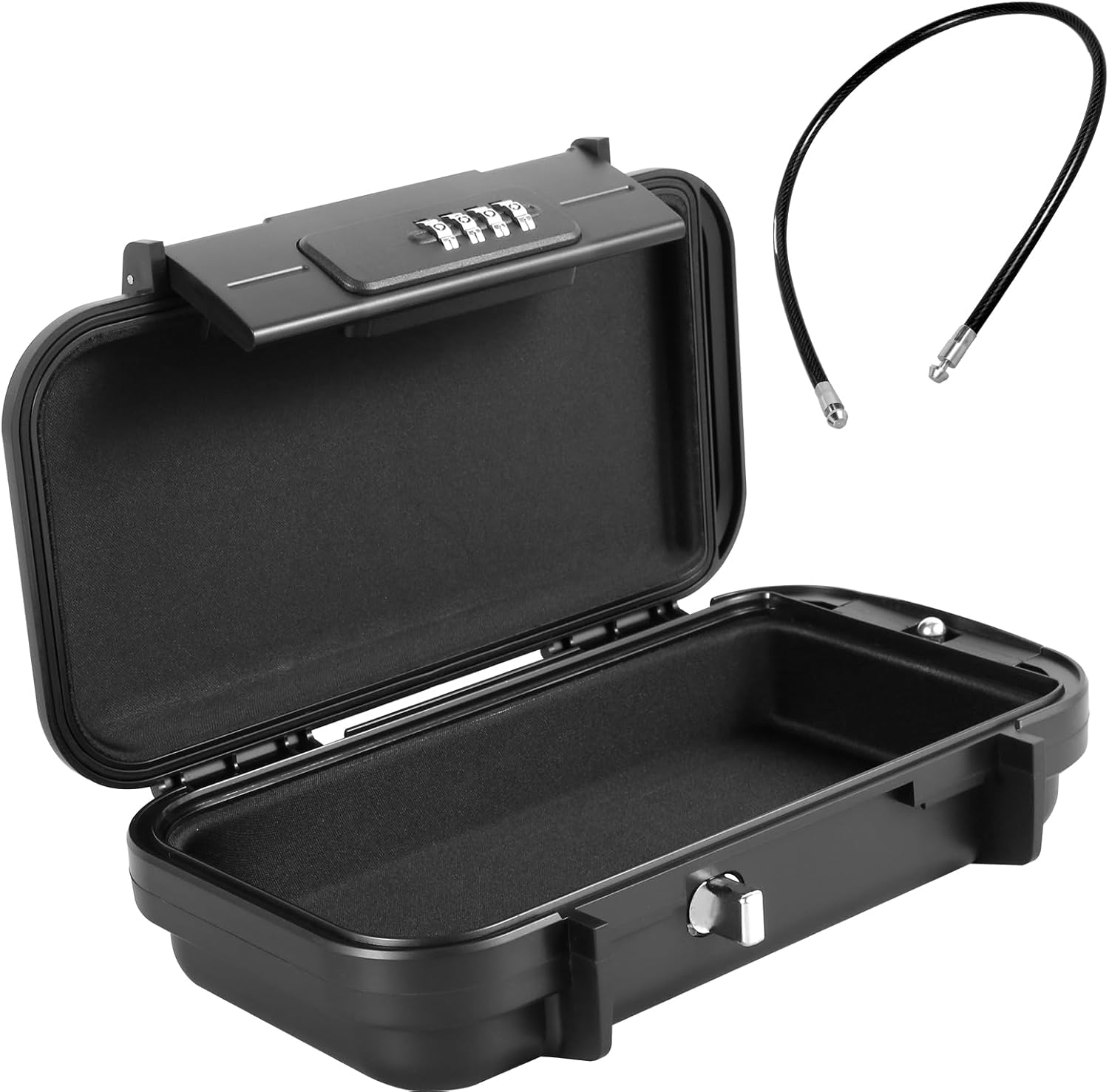Portable anti Theft Safe Box 4 Digit Combination Security Case Lockbox with Removable Wire Rope IPX7 Waterproof Travel Safe Box for Office Car Dorm Hotel image number 1