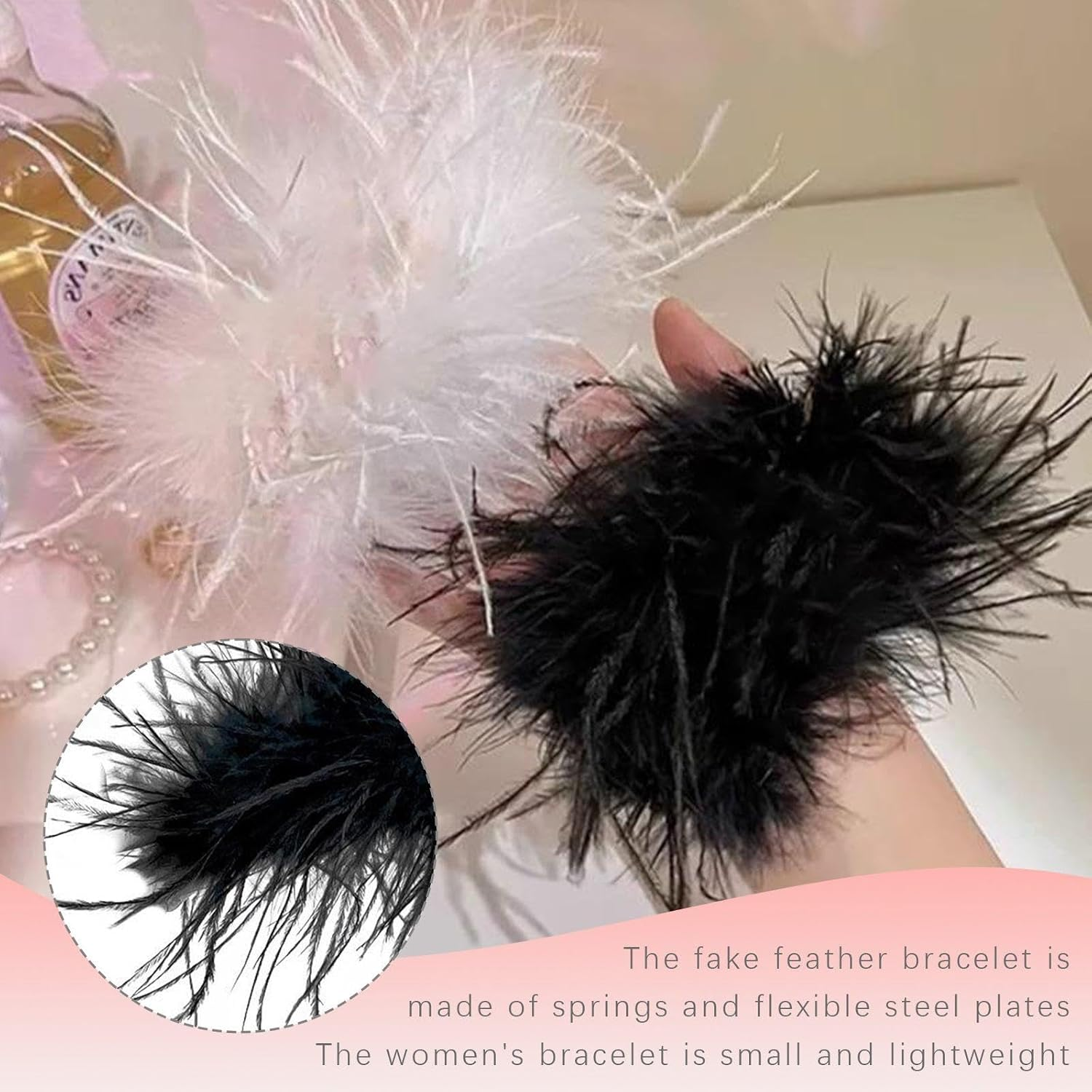 OVDGWC Elee 2 Pairs Feather Clips, Creative Simple Hair Clips, Back Gaps, Fashionable Hair Accessories for Women, Black/White Spring Clips, Hairstyle Decoration image number 4