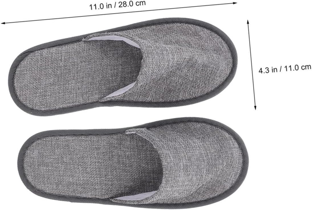 Portable Foldable Slippers 5Mm Non-Slip Grey Linen Sole Comfortable Travel and Home Hotel Guest Indoor Use