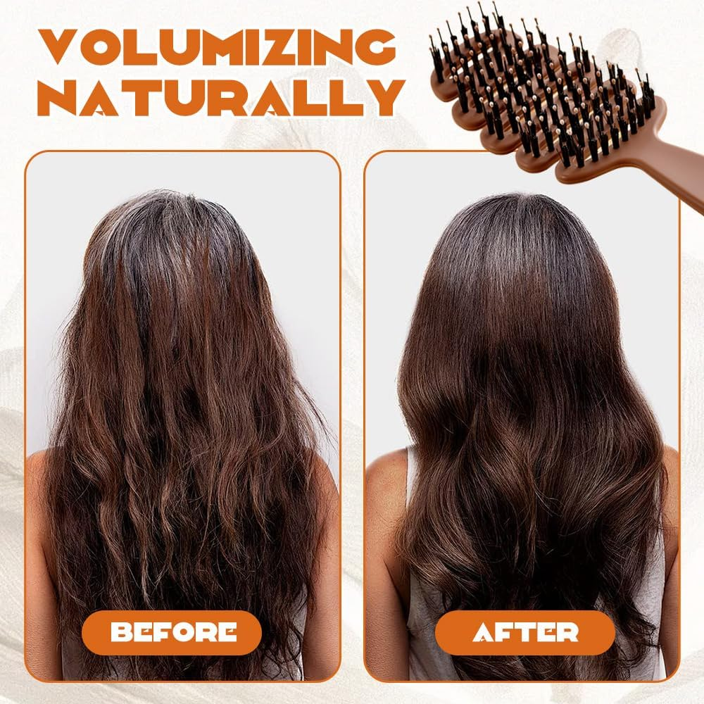 2Pcs Cithway Volume+ Bristle Hair Brush,Boar Bristle Hair Brush & Slick Back Brushs for Women,Volume, Smoothing & Frizz Control for Daily Styling image number 1