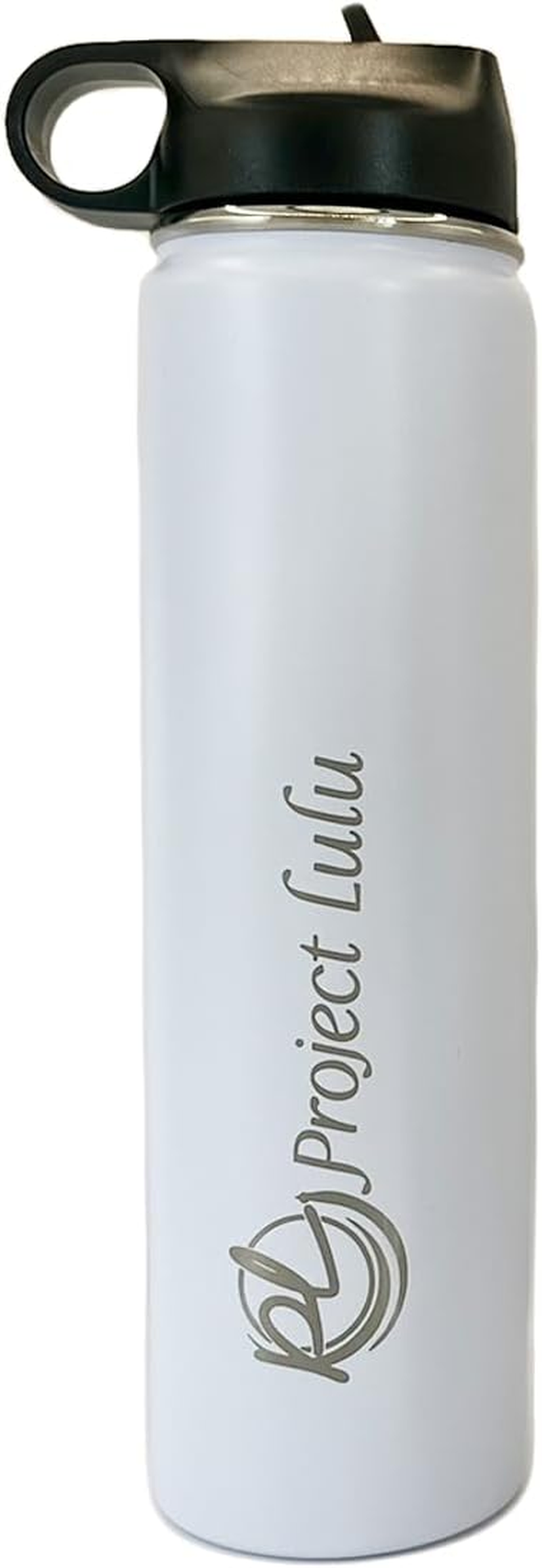 Project Lulu Insulated Stainless Steel Water Bottle Handle Flip Top with Straw 24Oz (Marshmallow White, 24Oz)