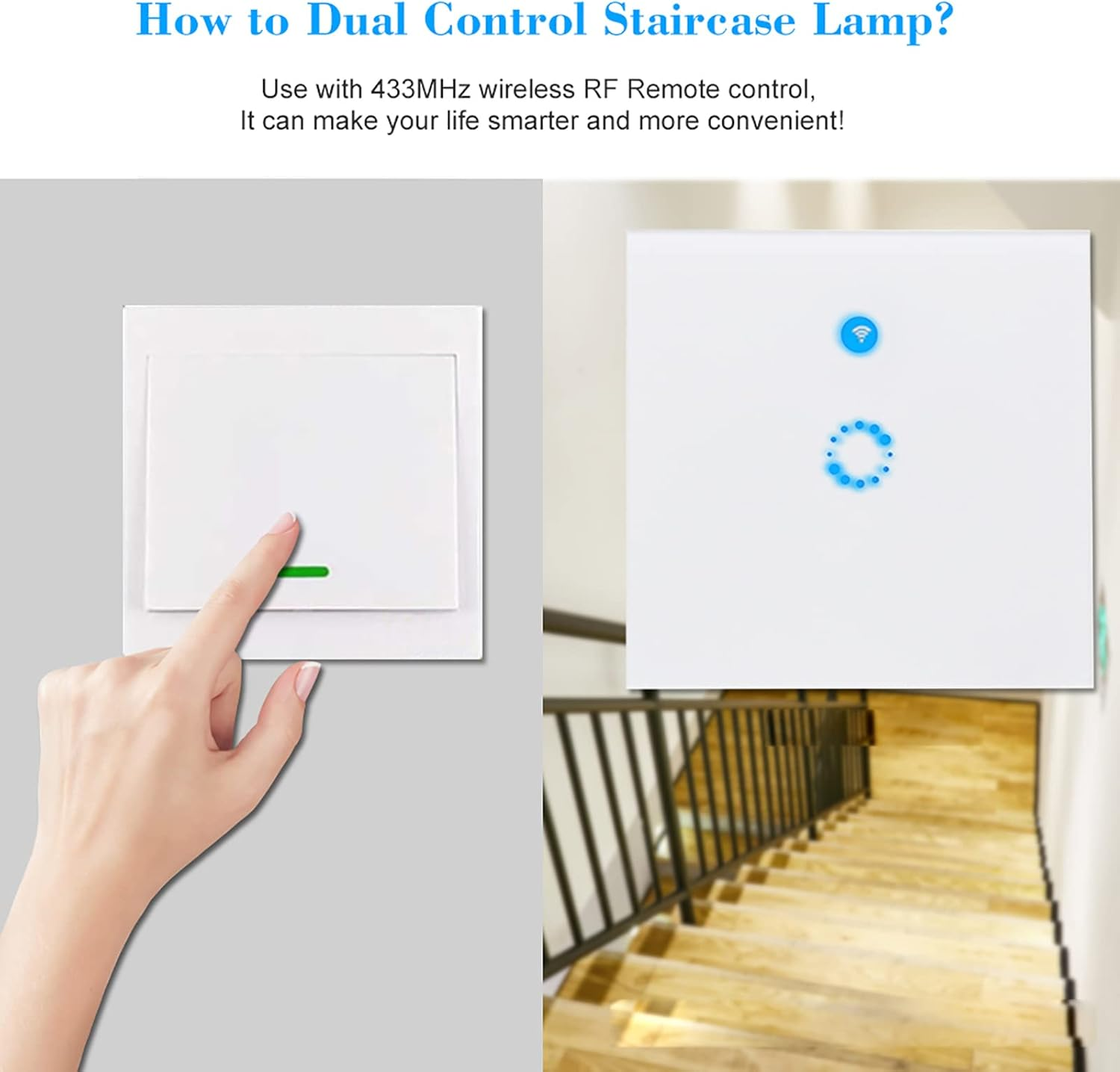 Push Button Wall Light Switch Remote Controller 1 Gang 86 Type On/Off Switch Panel 433Mhz Wireless RF Remote Control Transmitter with Stickers Free Position Flexible for Home Living Room Bedroom VCXN image number 3