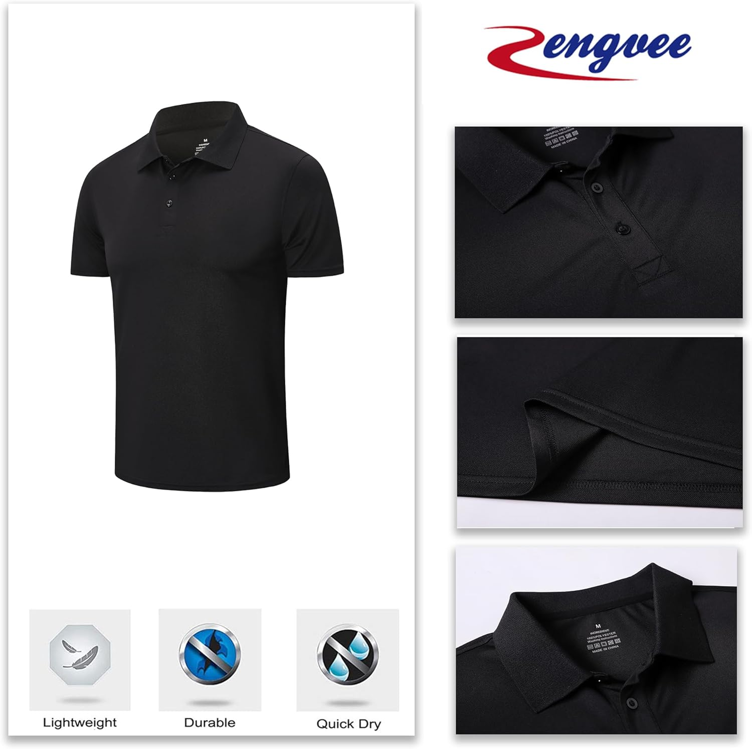 ZENGVEE 3 Pack Golf Polo Shirts for Men Moisture Wicking Athletic Polo Shirts Short Sleeve image number 3