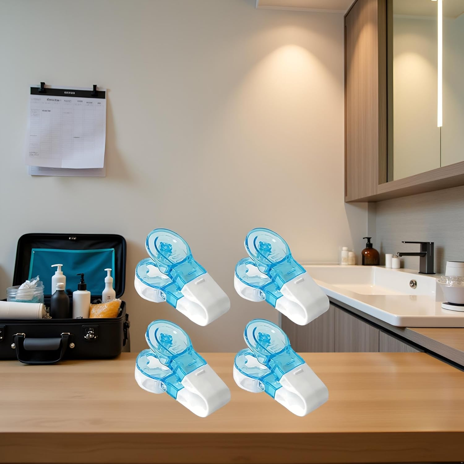 4Pcs Blue Portable Pill Taker Remover, Blister Pack Opener Popper Assistance No Contact Easy to Take Out Portable Travel Tablet Dispenser Pills Extractor Tool Medication Aids, Pill Organizers image number 1