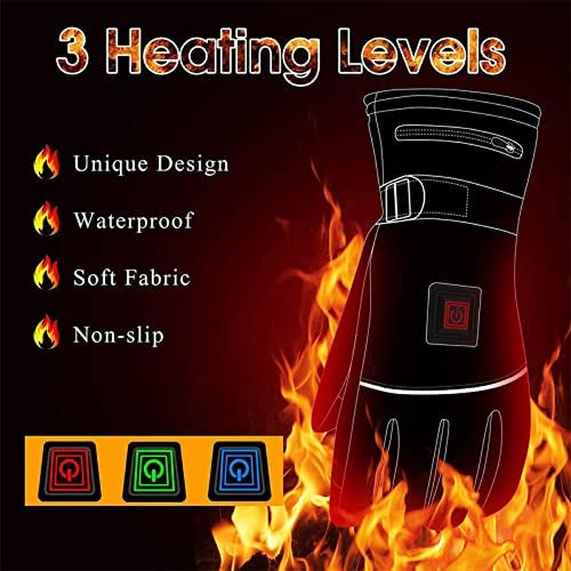 Durable Heated Gloves, USB Rechargeable Electric Heating Motorcycle Gloves with 3 Heating Levels Waterproof Insulated Gloves for Skiing Motorcycling/795 (Size : M) image number 4