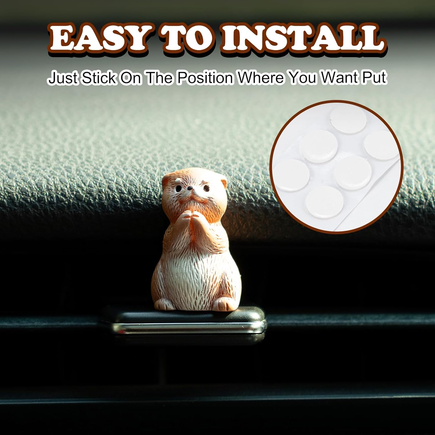 Rislobx 6PCS Otter Car Dashboard Decor, Sea Otter Car Dashboard Decorations, Cute Car Ornament Rearview Mirror Accessories, Otter Figurine for Auto Home Office Desk (Brown) image number 2