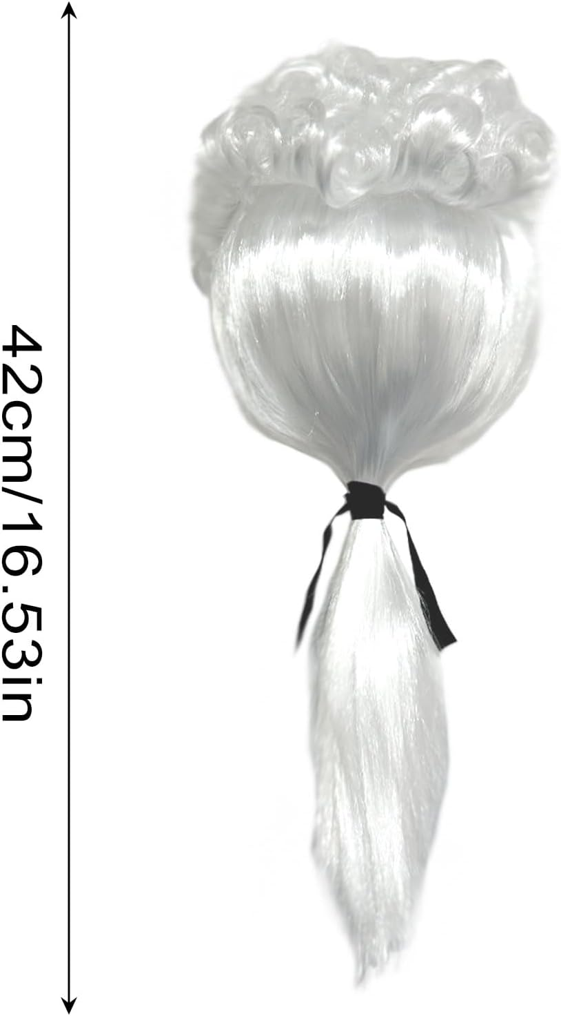 UILYNIU Edelmann Lord Richter Baroque Wig Men'S Wig with Braid Judge Costume Wigs Rococo Curly Marquis Halloween Cosplay Wigs Curly Long Braid White Noble Marquis Wig (White) image number 5