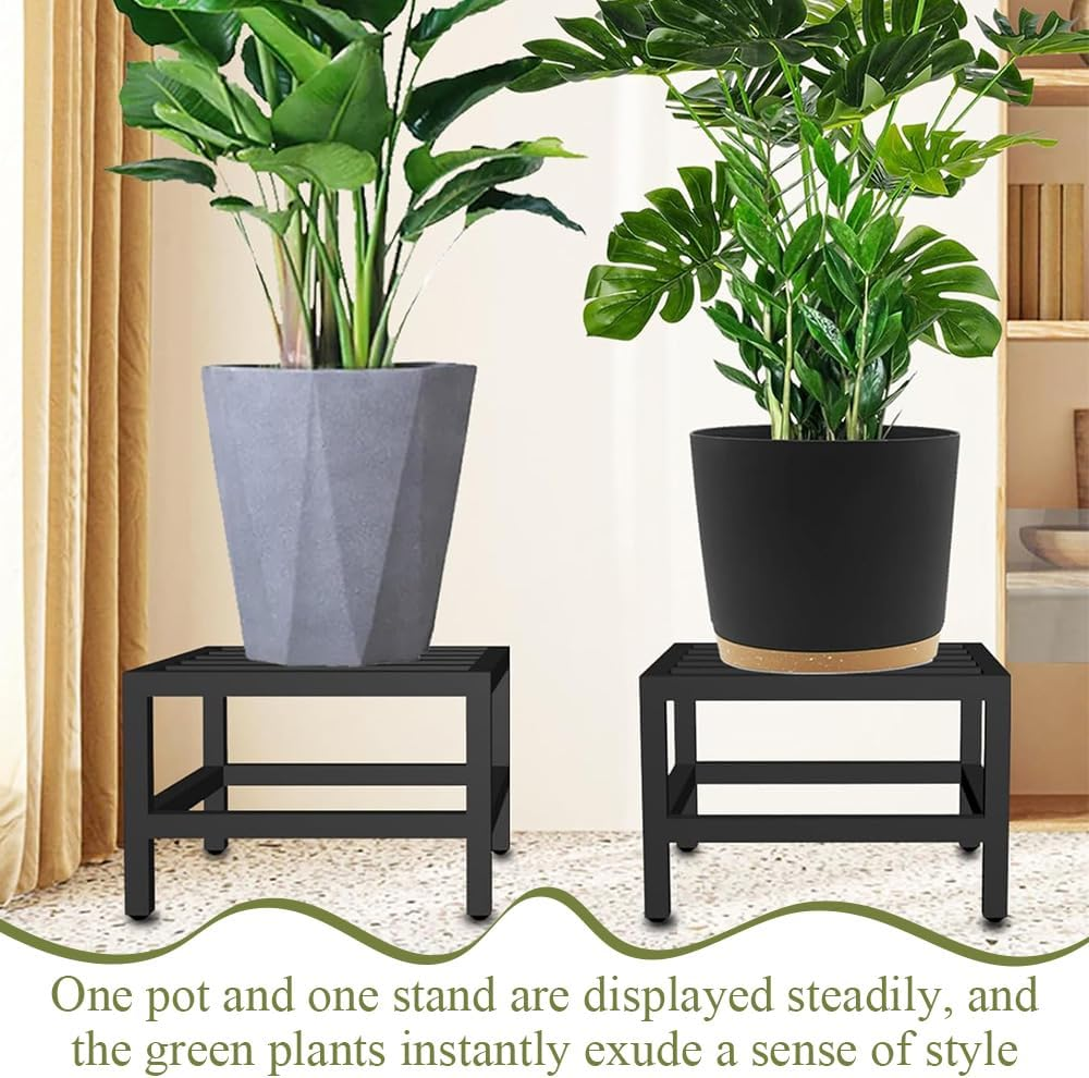 2 Pack Plant Stand,Metal Pedestal Stand,Flower Plant Stool,Iron Flower Stand Display Planter Shelf,For Indoor Plants,Home,Livingroom,Bedroom,Sturdy,Black image number 6