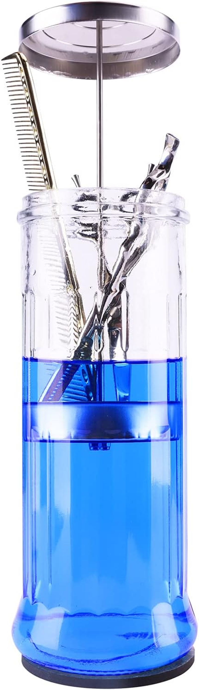 ZIBARBER Glass Disinfectant Jar, 50 Oz Large Sterilizing Jar for Manicure & Pedicure Implements, Salon Barber Tools - 11.7"H X 3.8"W image number 2