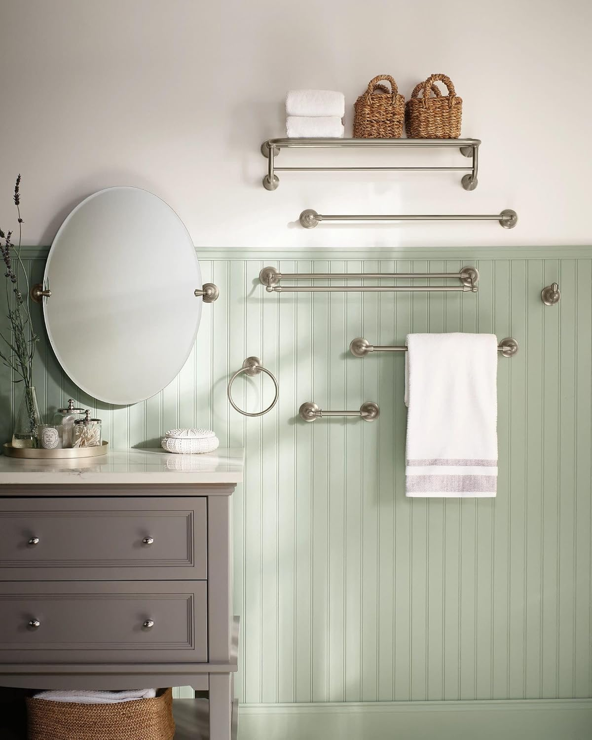 Moen DN6822BN Sage Collection 24-Inch Double Towel Bar, Spot Resist Brushed Nickel image number 5