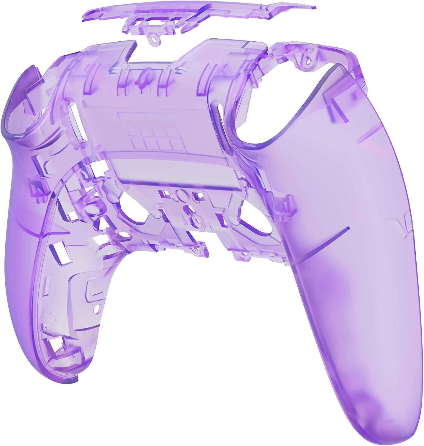 Extremerate Custom Back Housing Bottom Shell Compatible with Ps5 Edge Controller, Clear Atomic Purple DIY Replacement Back Shell Cover Compatible with Ps5 Edge Controller image number 1