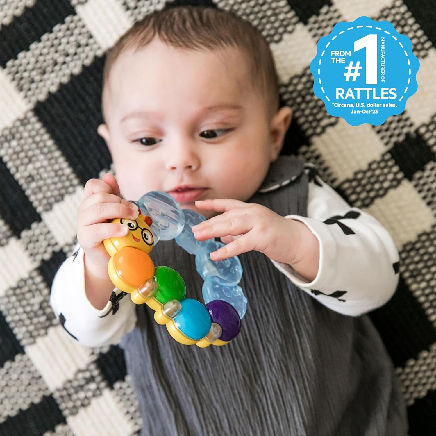 Baby Einstein Teether-Pillar Rattle and Chill Teething Toy, Ages 3 Months + image number 1