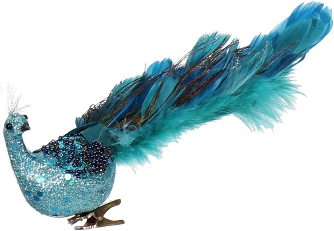 Miniature Peacock Plumage Decoration Artificial Peafowl Figurine for Christmas Tree Decorations and Bonsai image number 3