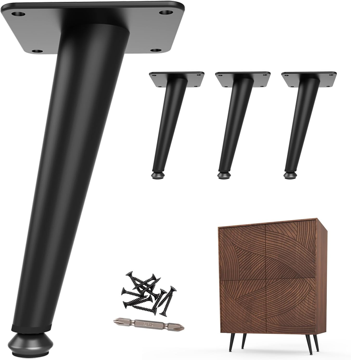 Sunvfafa Furniture Legs Heavy Duty 15.5Cm | 6 Inch, Replacement Cabinet Legs for Furniture Set of 4, Matte Black Metal Legs for Cube Storage, Mid Century Modern Short Dresser Feet for Nightstand image number 3