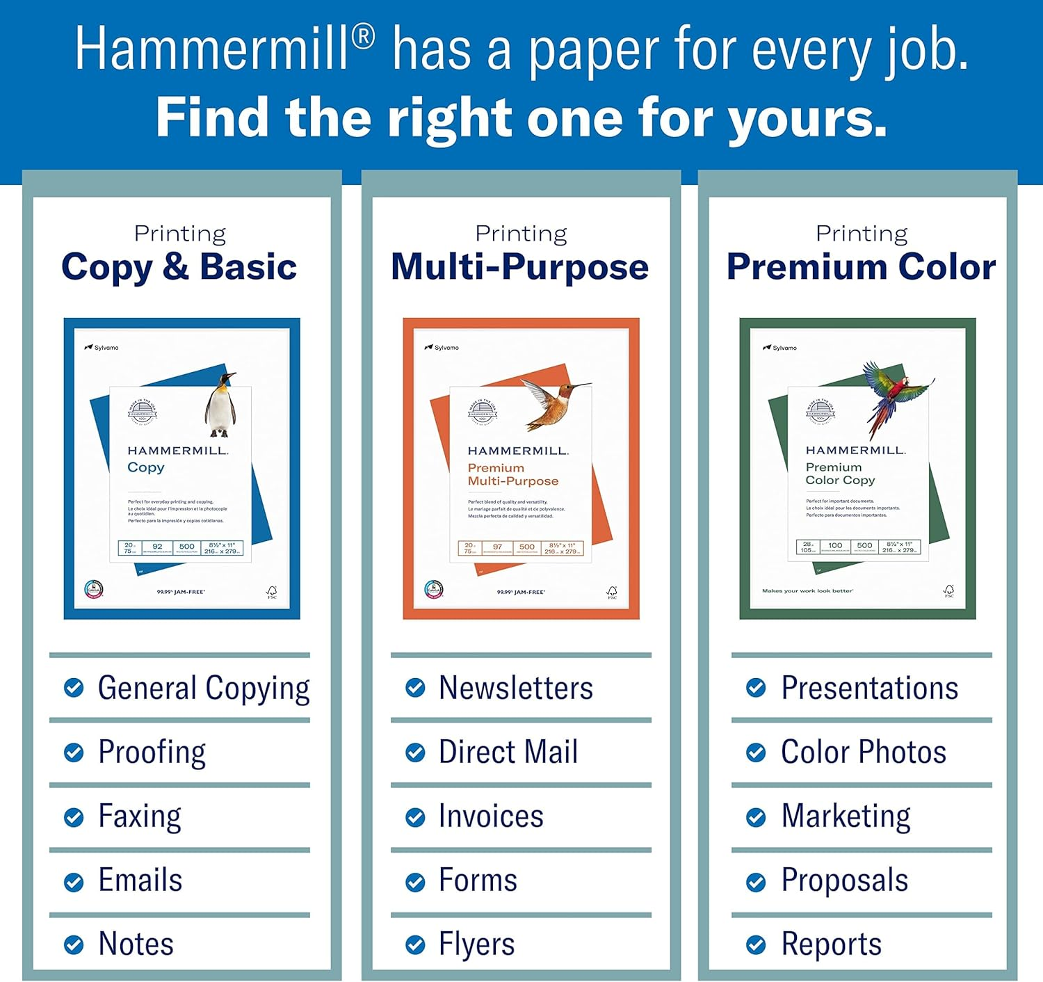 Hammermill Paper, Color Copy Digital Cover, 100Lb, 8.5 X 11, Letter, 100 Bright, 250 Sheets / 1 Pack (120024R), Made in the USA image number 3