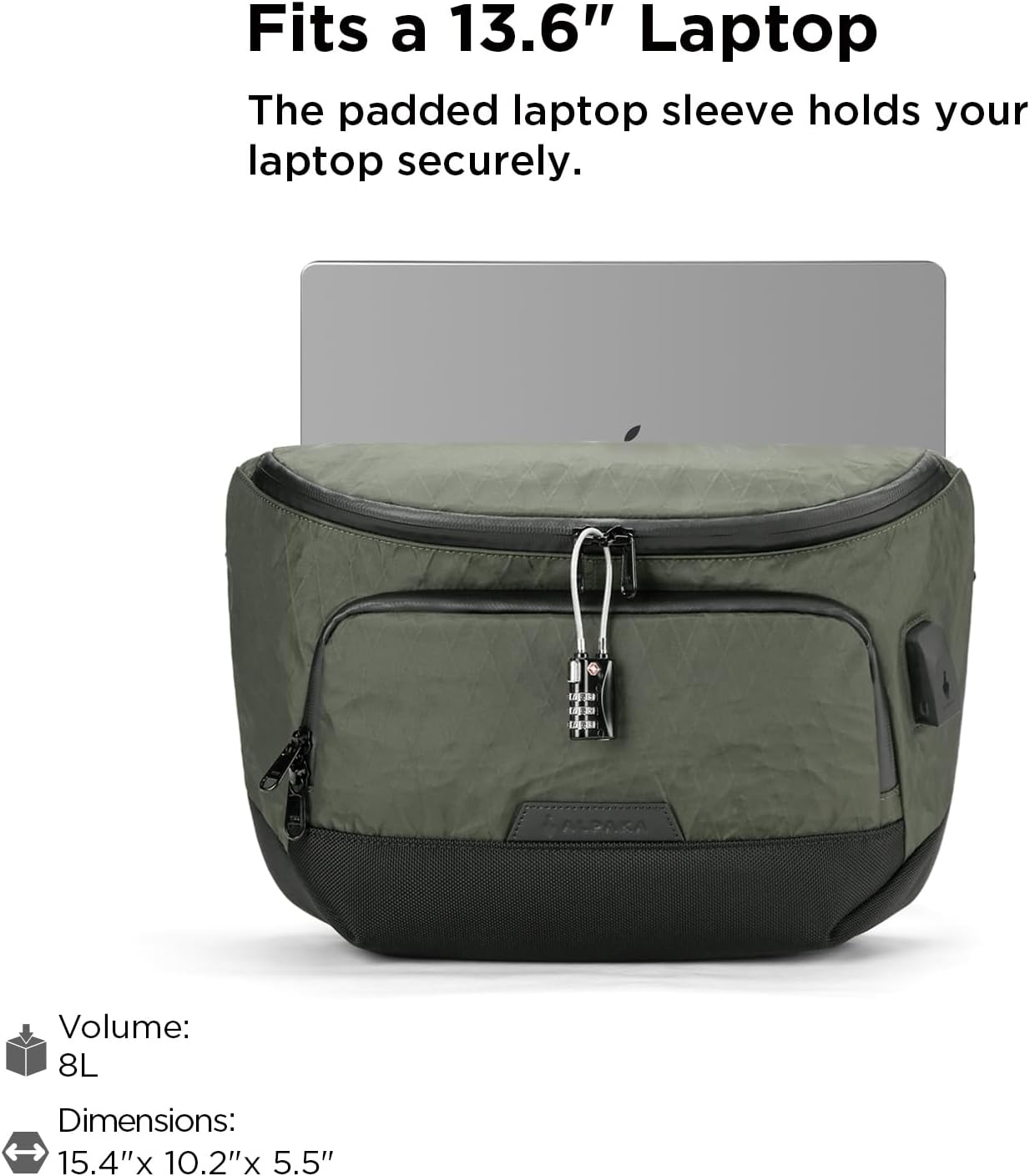 ALPAKA Bravo Sling Max 8L, RFID Blocking Weatherproof Sling Bag for Men with Maglockz Buckle,Laptop Bag with Luggage Sleeve