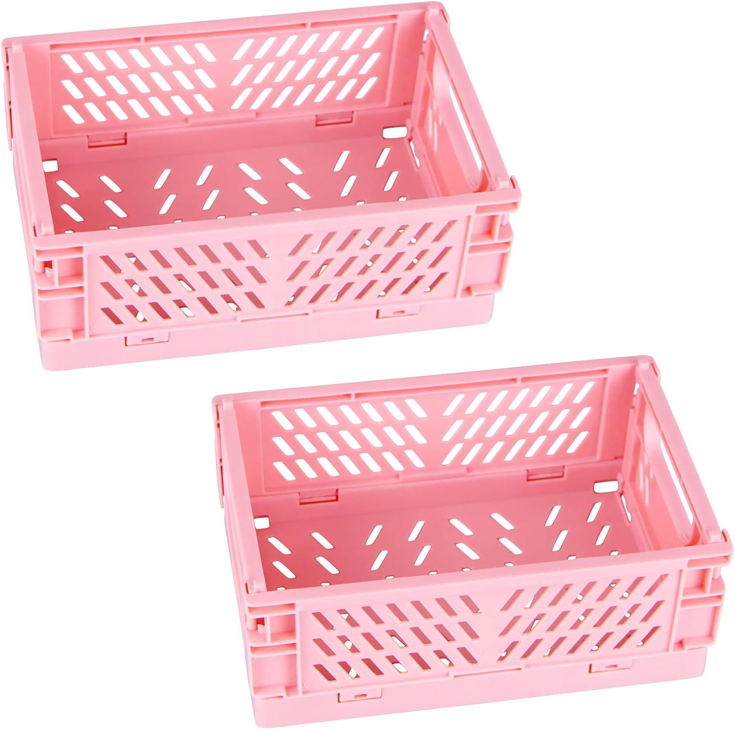 Tixill 2-Pack Mini Foldable Plastic Baskets for Organizing and Storage, Collapsible Storage Crate for Home Kitchen Bedroom Bathroom Office (5.9X3.8X2.2, Green) image number 4