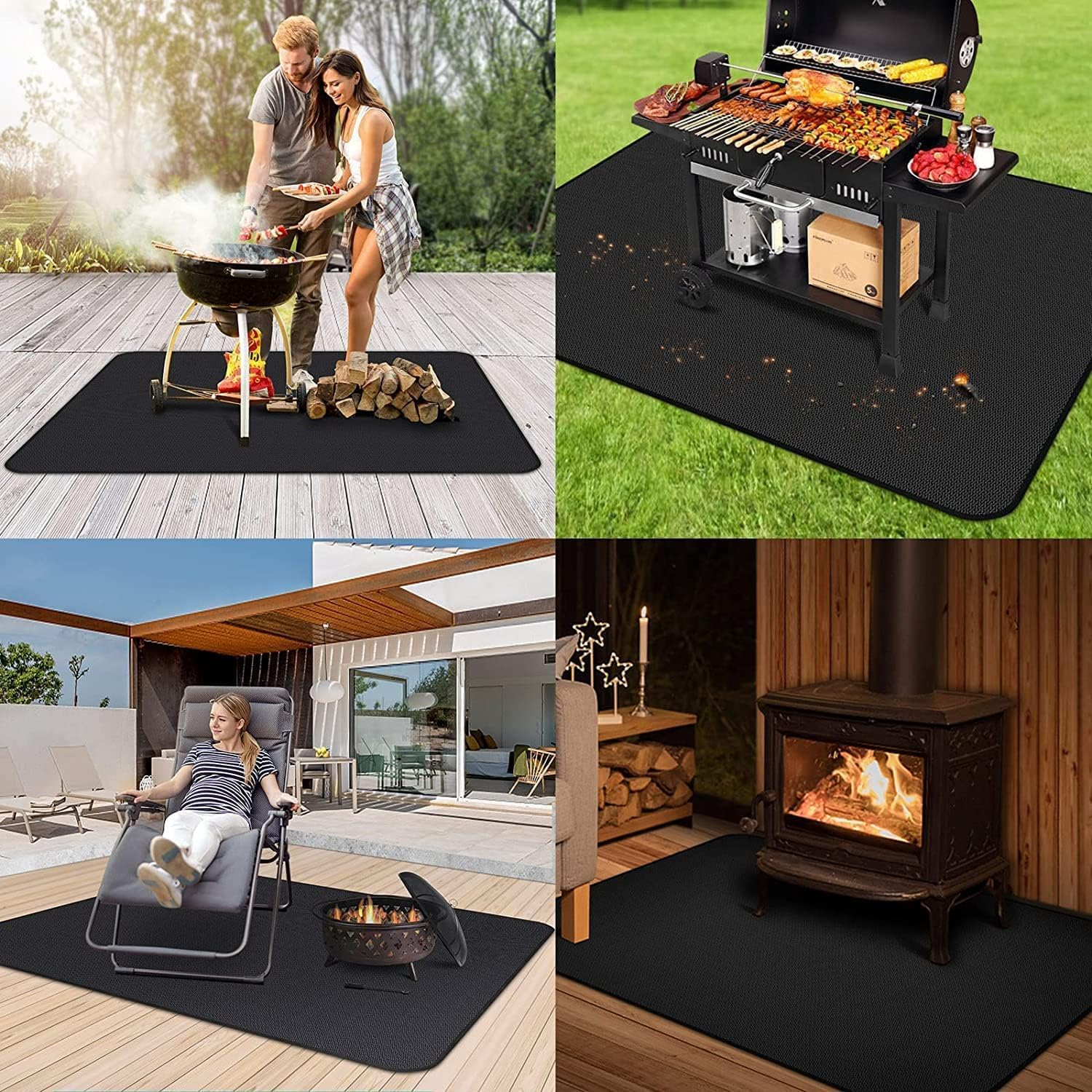 72 X 39 Inch under Grill Mats for Outdoor Grill, Double-Sided Fireproof Deck and Patio Protector Mat, BBQ Mat for under BBQ, Waterproof Oil-Proof Grill Floor Pads Fire Pit Mat Fireplace Mat image number 3