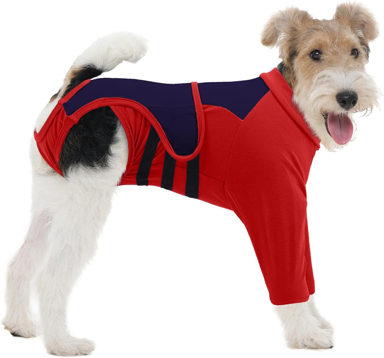 Lelepet Dog Recovery Suit for Dogs, Dogs Shirt Stop Licking Joints, Pet Long Sleeve Suit for Front Legs Protecting, Wound Protector for Abdominal Leg Shoulder after Surgery Male Female, Red 3XL