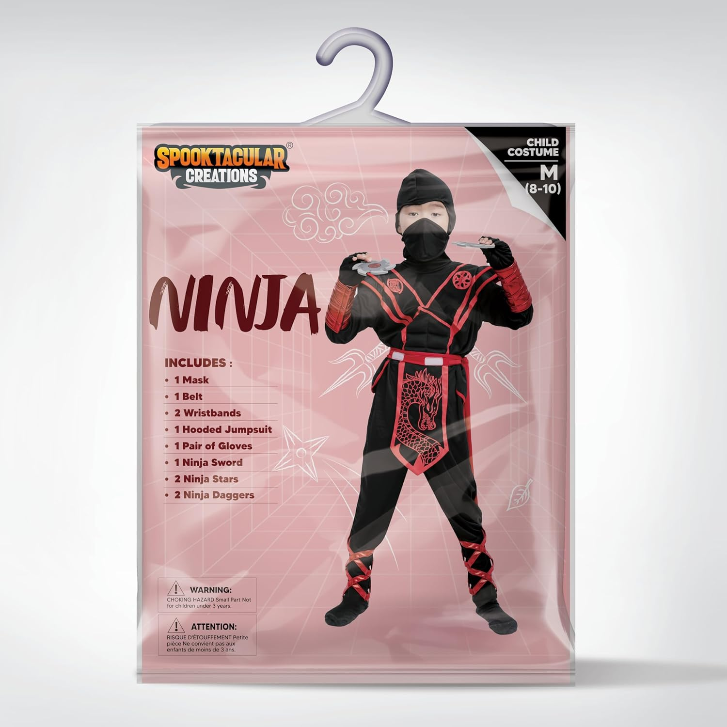Spooktacular Creations Halloween Ninja Costume Kids, Ninja Dragon Jumpsuit Set, Boys Halloween Costume for Dressup Party image number 3