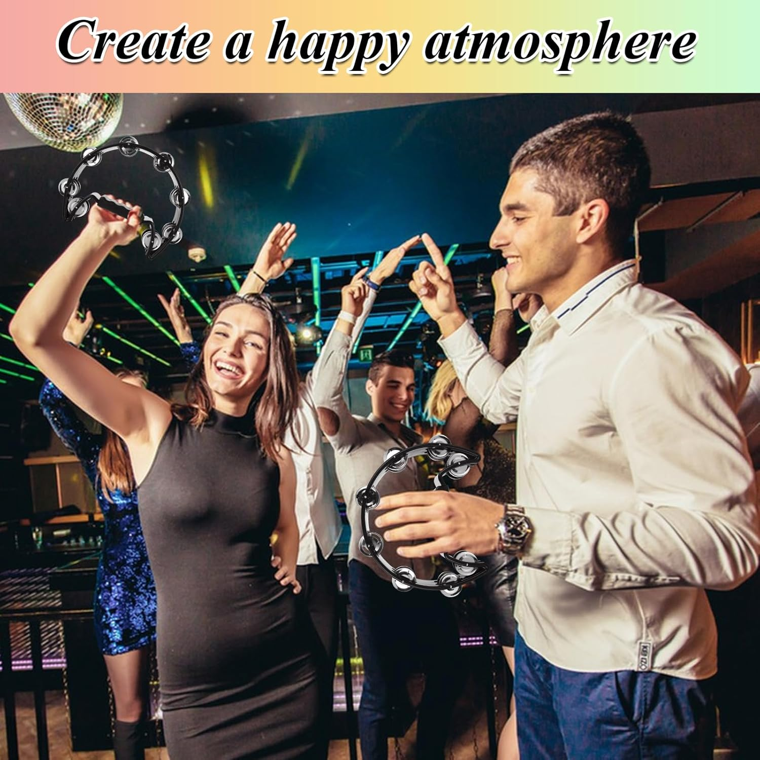 LDXDRU 3Pcs Tambourine for Adults, Metal Jingles Hand Held Percussion Half Moon Tambourine, Tamborines Musical Instrument Adult for KTV Party School image number 2