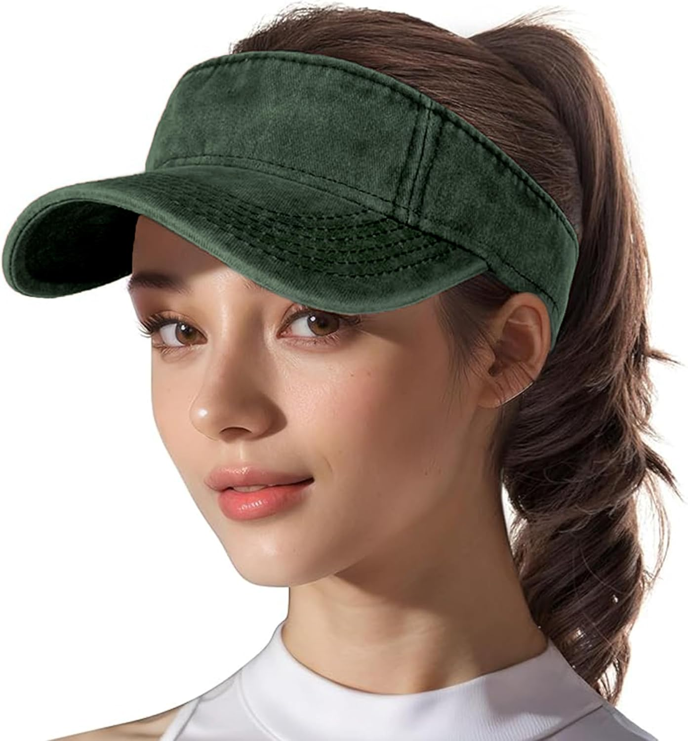 Hebenie Sun Visor Hats-Golf Visor for Women Ponytail Baseball Cap Adjustable Sports Tennis Visor Hat UV Protection Sun Hat Multicolour One Size for Women