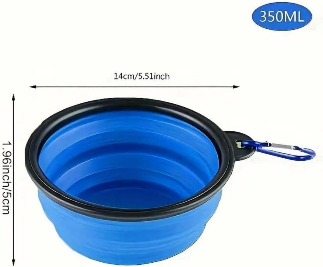 Pack of 2 Foldable Dog Bowls, 350 Ml Foldable Dog Travel Bowls, Portable Dog Water Food Bowl with Closure, Pet Cat Food Cup for Travel, Hiking (Blue and Green) image number 6
