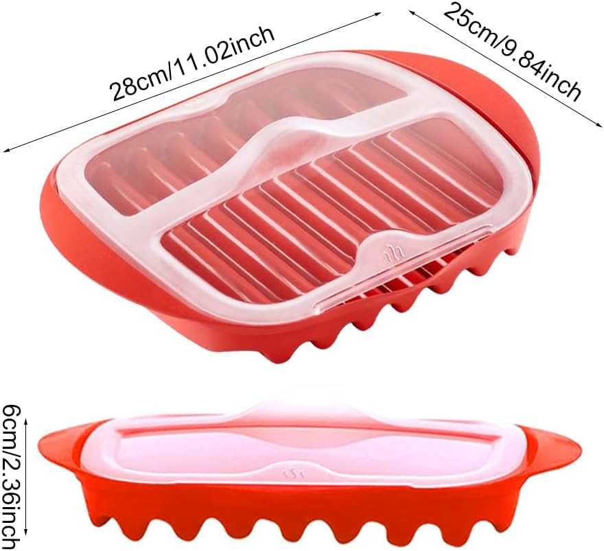Microwave Bacon Maker Cooker with Lid, Bacon Baking Utensils, Crispy Bacon Tray for Microwave Cooking, Baking High Temperature Resistant Microwave Bacon Cooker Kitchen Gadget image number 6