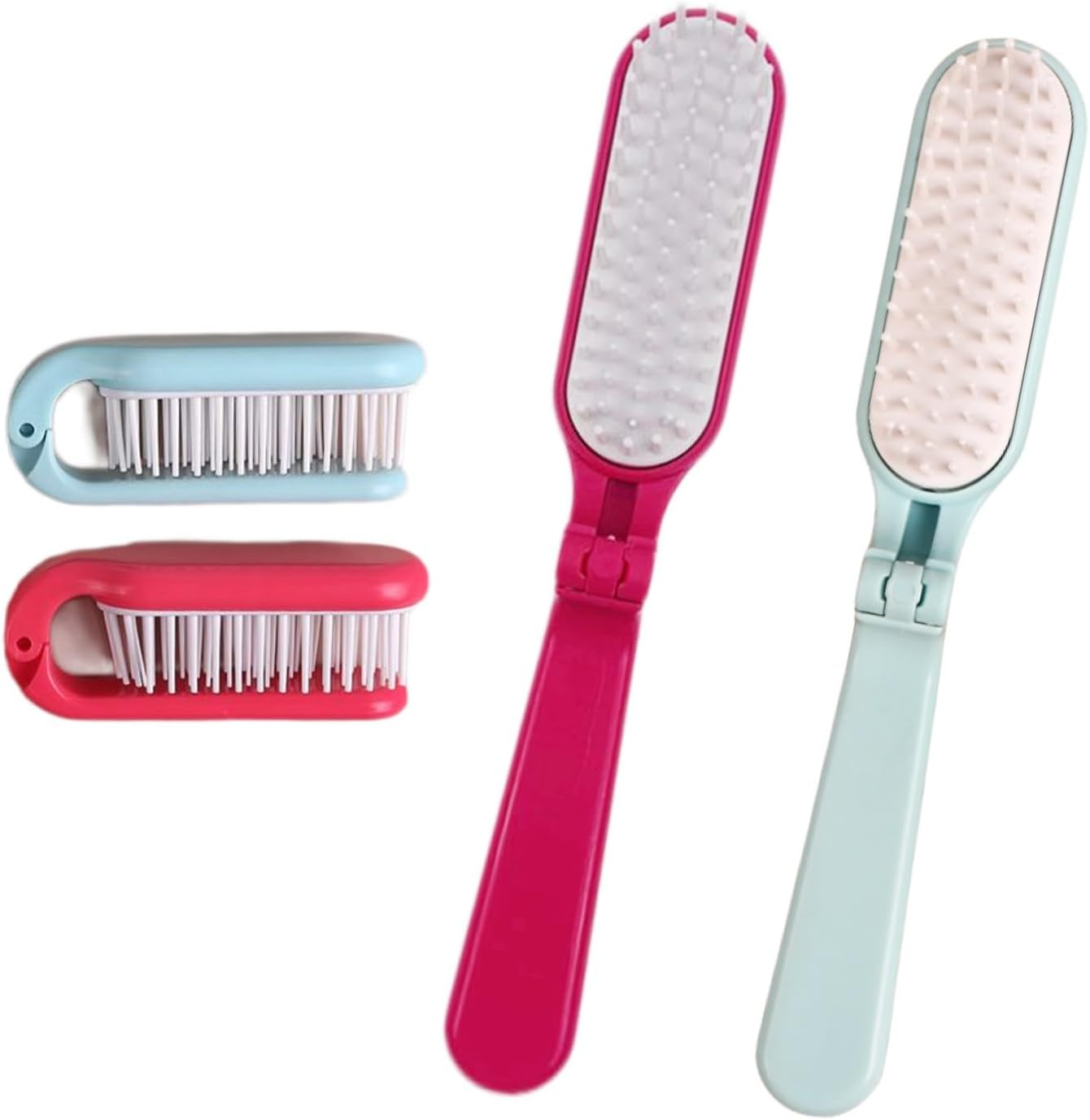 2Pcs Folding Hair Brush Hair Comb Portable Mini Massage Hair Brush Anti-Static Anti-Knot for Women & Girls Size for Handbag image number 3