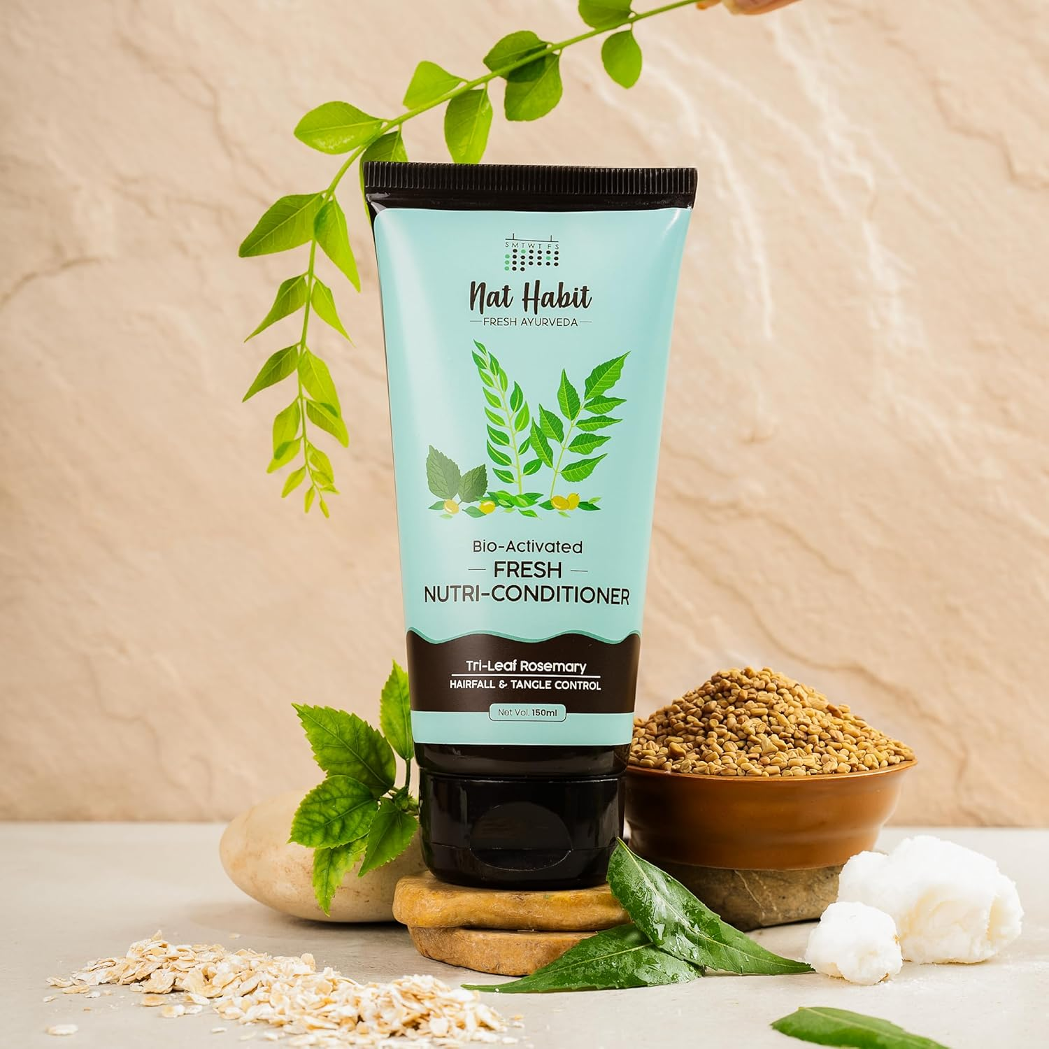 Nat Habit Trileaf Rosemary Shampoo & Conditioner Combo|Herbal Shampoo for Dry Frizzy & Damaged Hair, Hair Fall | Amla Reetha Shikakai| Sulphate Free image number 3