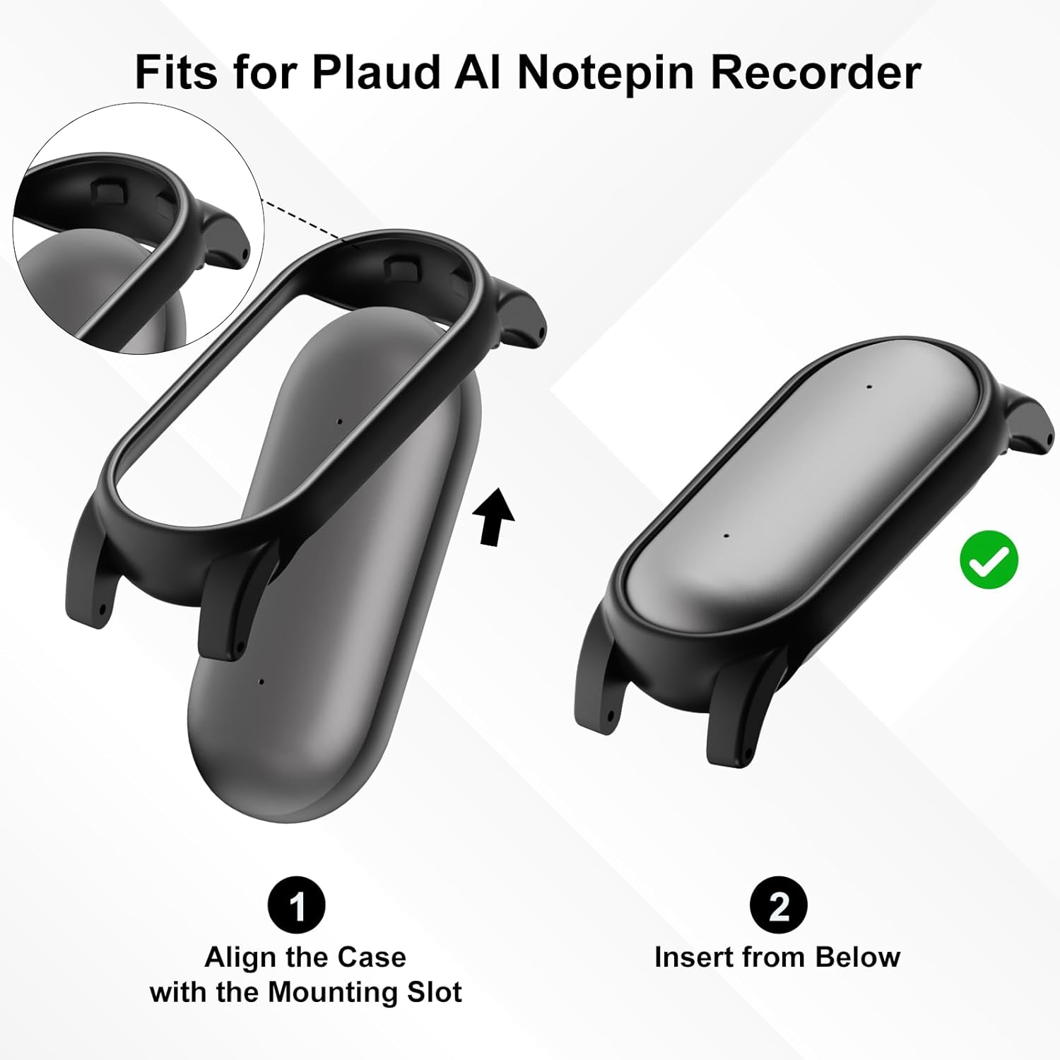 Adjustable Braided Wristband Compatible with Plaud Notepin AI Voice Recorder,Breathable Soft Wearable Strap with Magnetic Buckle and PC Case,Comfort Lightweight Band,Note Ai Voice Recorder Accessories - Black image number 6