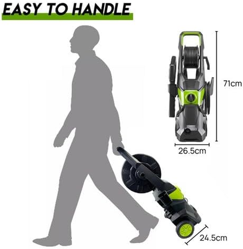 4000PSI High Pressure Washer Cleaner 2500W Electric Pressure Washer with Hose Reel and Spray Gun Holder Electric Water Gurney Pump Hose with 5 Nozzles,Detergent Tank for Cleaning Patios, Cars image number 3