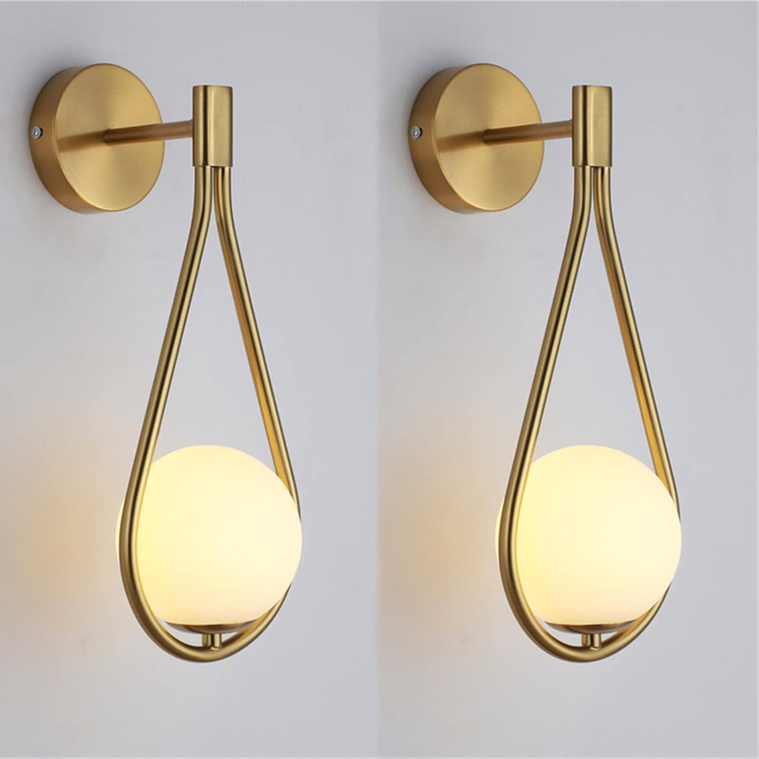 LED Golden Indoor Wall Lamp for Living Room E27 Vintage Wall Sconces Lamp Creative Drop Shaped Glass Metal Industrial Retro Gold Wall Light for Dining Room Bedroom Study Hallway Stairs (1 Pack) image number 3