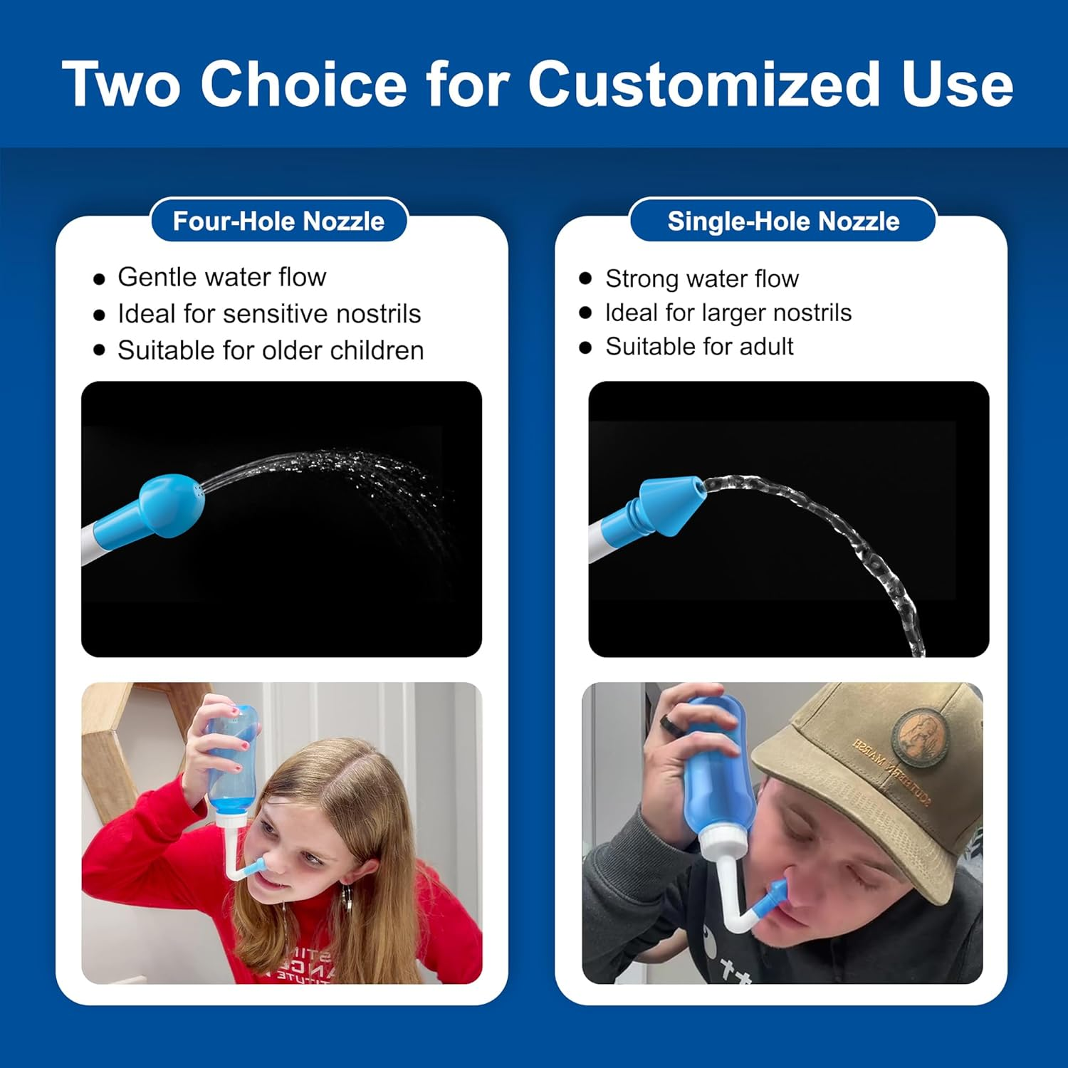 MAOEVER Neti Pot Sinus Rinse Nasal Wash 300ML Neti-Pot with 30 Nasal Wash Salt Packets and Sticker Thermometer Nose Cleaner Washing Bottle Cleaner Pressure Irrigation for Adult & Kid BPA Free (Blue) image number 4