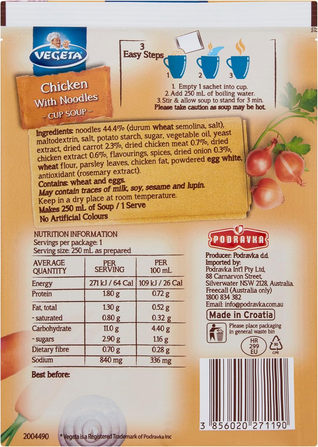 Vegeta Chicken Noodle Cup Soup 18G X 18 Box