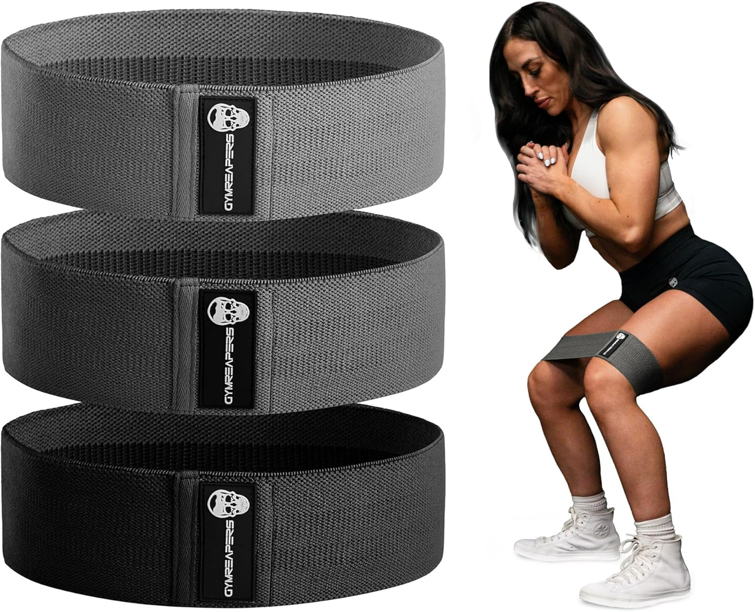 Hip Bands for Booty Workouts | Non Slip Fabric Band Set with 3 Levels - Resistance Bands for Legs & Hip - for Men & Women