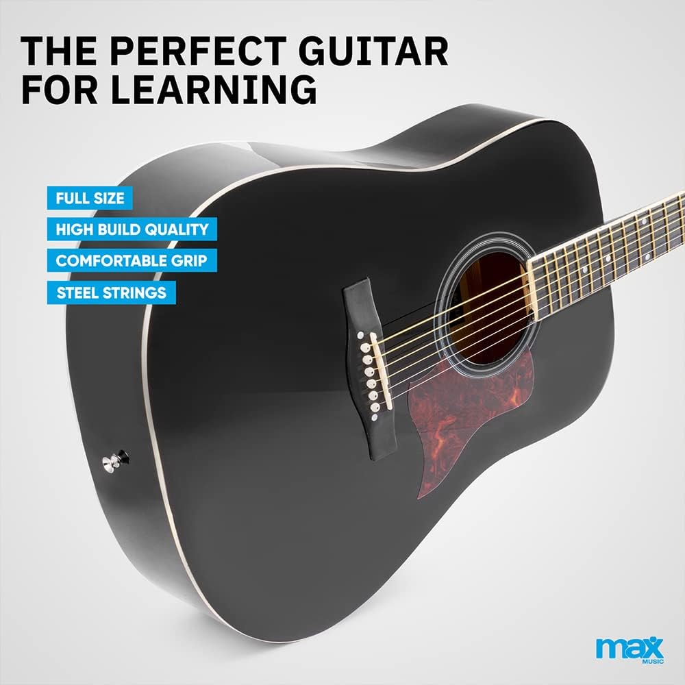 MAX Solojam Black Western Steel String Acoustic Guitar Pack image number 1