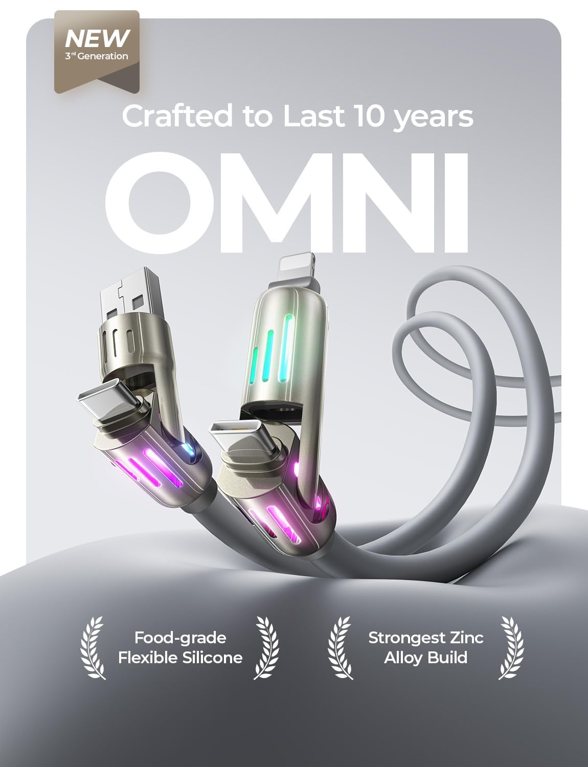 LISEN USB C to USB C Cable [2M 240W] 4 in 1 USB C to Lightning Fast Charging Cable Chubby Type C/A to C/Lightning Cable for Iphone 16E 16 15 14 Pro/Macbook/Ipad/ S25/ Multi Chargers for All Devices