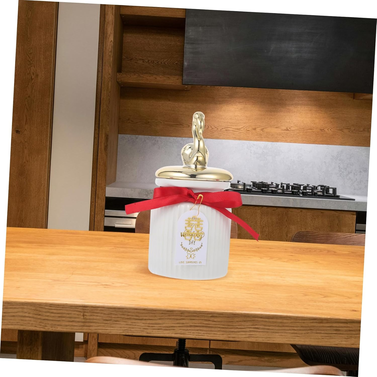 SHOWERORO Ceramic Tea Storage Jar Lid Elegant Canister for Loose Leaf Tea Sugar and Candy Pot Flamingo Design for Home Kitchen Counter image number 4