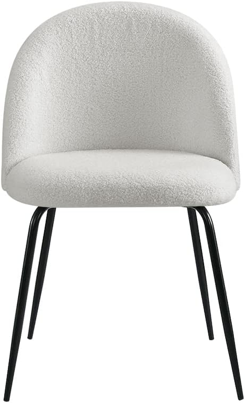 Artiss Fabric Dining Chairs Set of 2, Boucle Sherpa Kitchen Chairs with Metal Legs, Upholstered Nursing Seats Reading Seating, Home Furniture for Living Room Bedroom Cafe Office, in 48Cm Seat Height image number 3