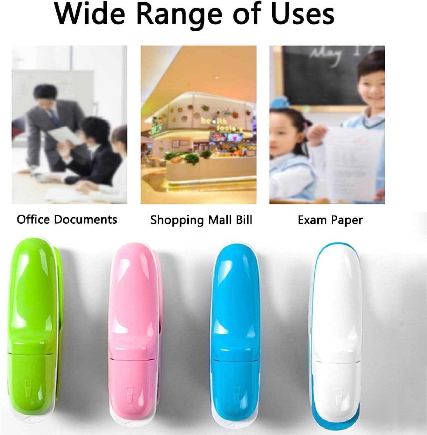 Stapleless Stapler, Manual Staplers, Portable Staple-Free Stapler for Booklet Brochures, Newspapers, Leaflets-Blue - Green image number 4