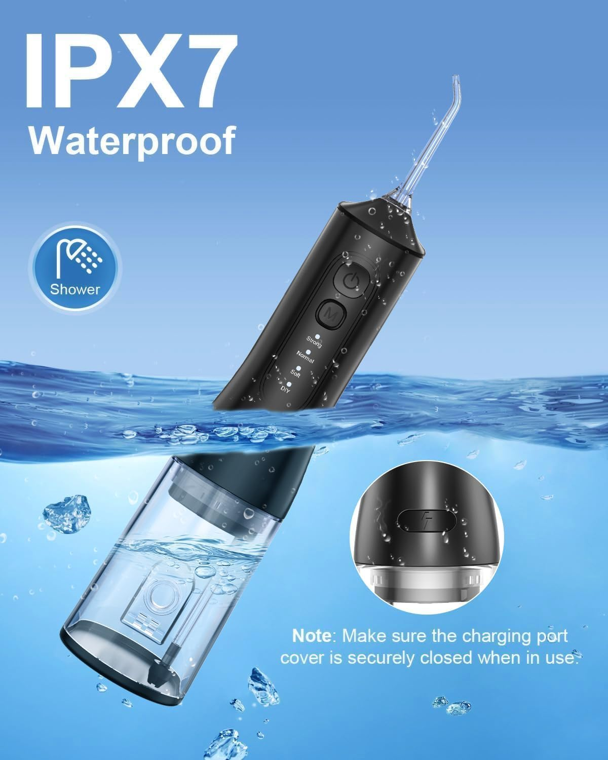 Water Flosser, Tovendor Cordless Oral Irrigator for Teeth, Gum, Braces Deep Cleaning, 4 Tips, 4 Modes, 300ML Rechargeable Water Dental Flosser, IPX7 Waterproof, Portable Design for Home Travel (Matte Black) - Pink image number 5