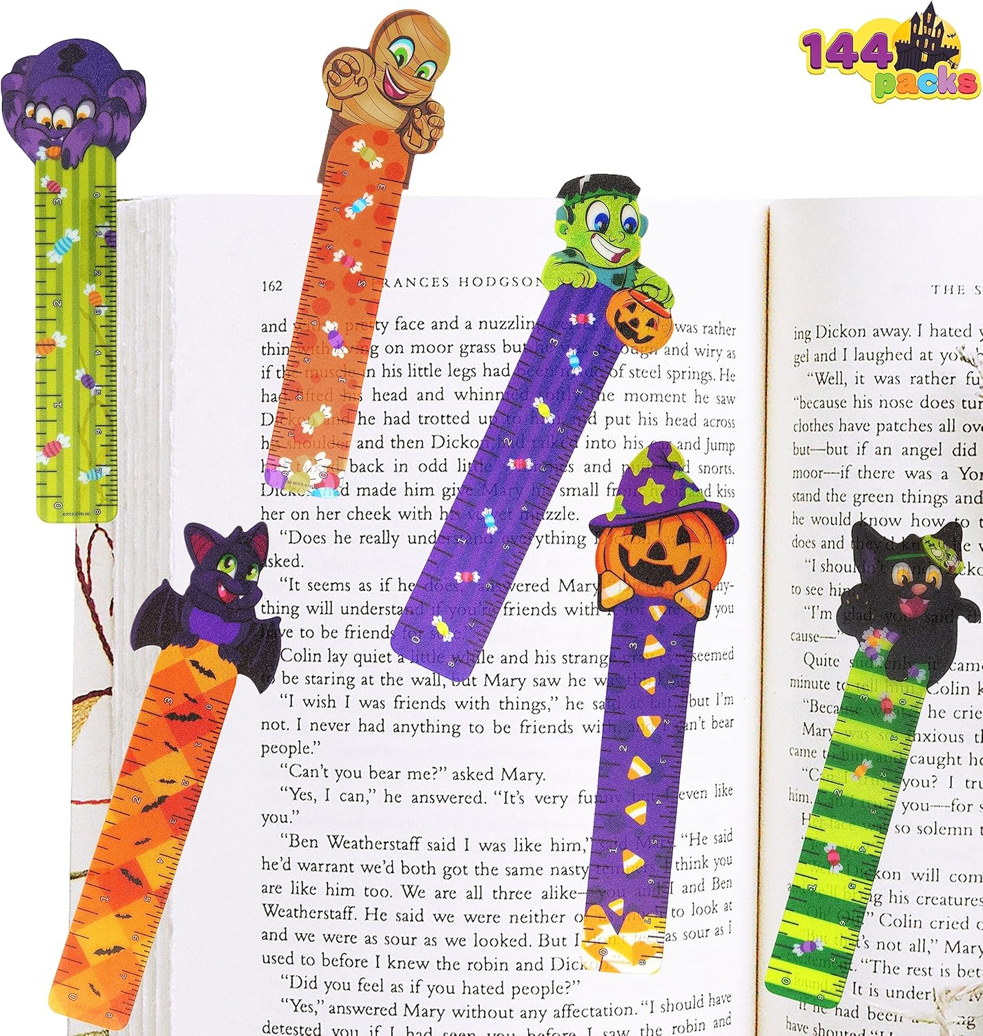 JOYIN 144 PCS Halloween Bookmark Rulers Party Favor Pack (6 Designs) with Halloween Themed Prints for Holiday Decorations, Goodies, Classroom Rewards, Goodie Bag Stuffer and Kids Trick or Treat Prizes image number 6