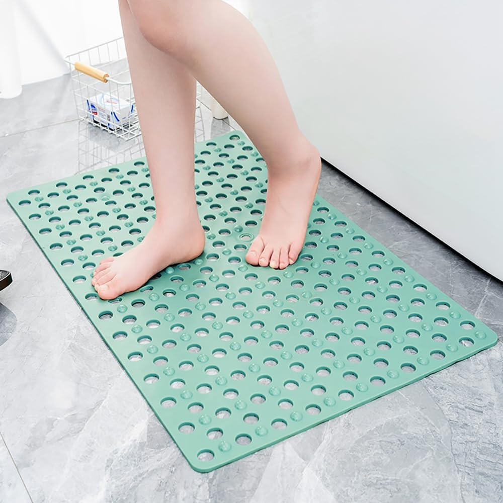 Tongke Bathtub Mat Non-Slip Bath Mat Bathroom Shower Mat with Drainage Holes, Mint Green, 80X40Cm image number 2