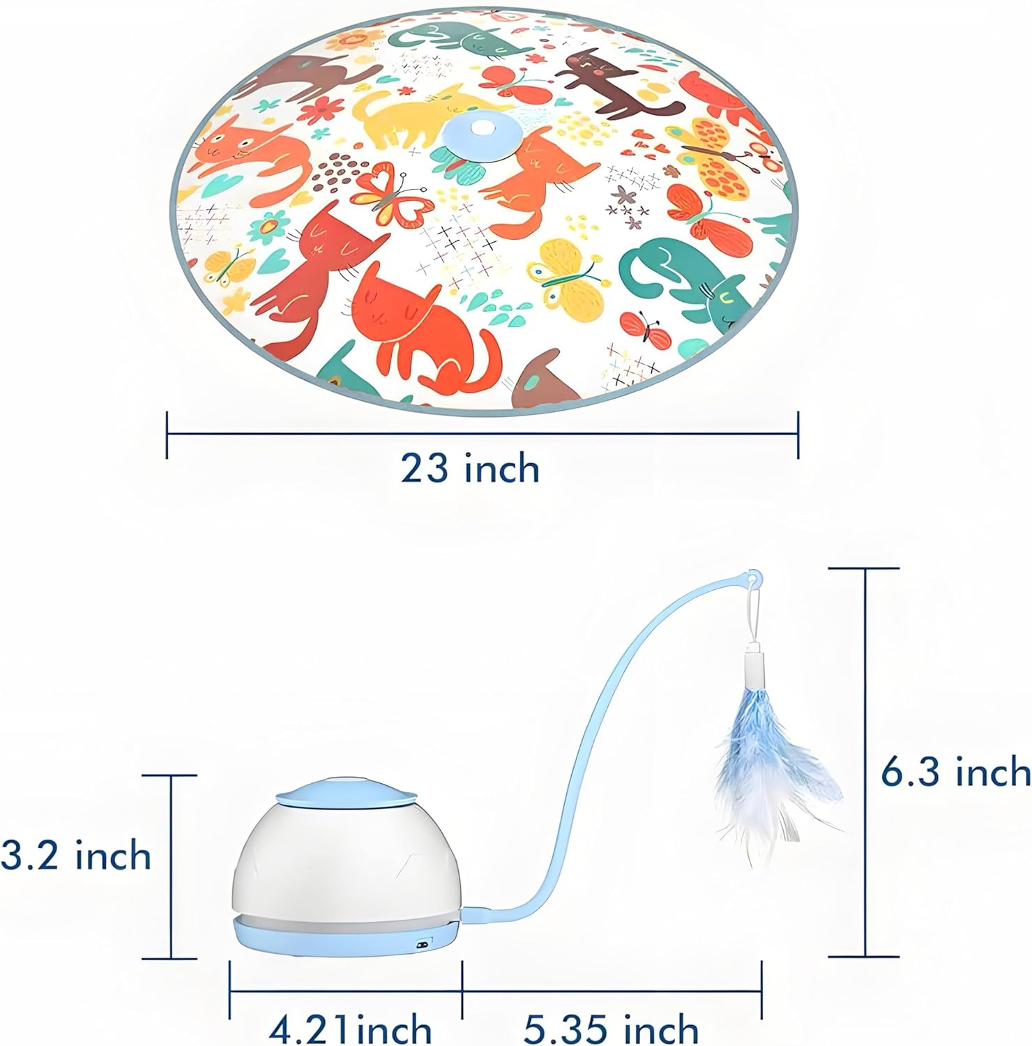 Interactive Cat Toy 2025 Upgraded with Suction Cup Base - Rechargeable Touch-Activated Kitten Toy, 2 Interchangeable Tails & Automatic Prey Motion for Indoor Active Cats（Blue） image number 2