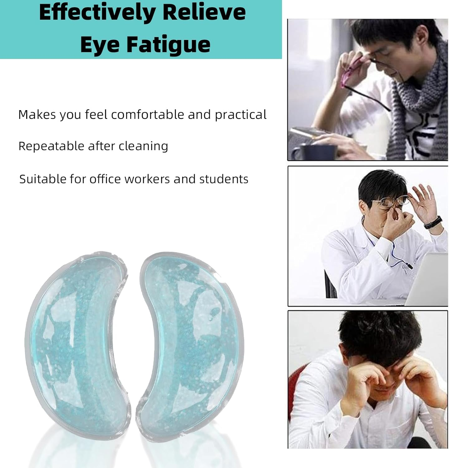 Suytvenxau Gel Eye Pad, Reusable Cooling Pads for Under-Eye Hot & Cold Treatment, Patches Mask for Strain, Swelling & Redness image number 1