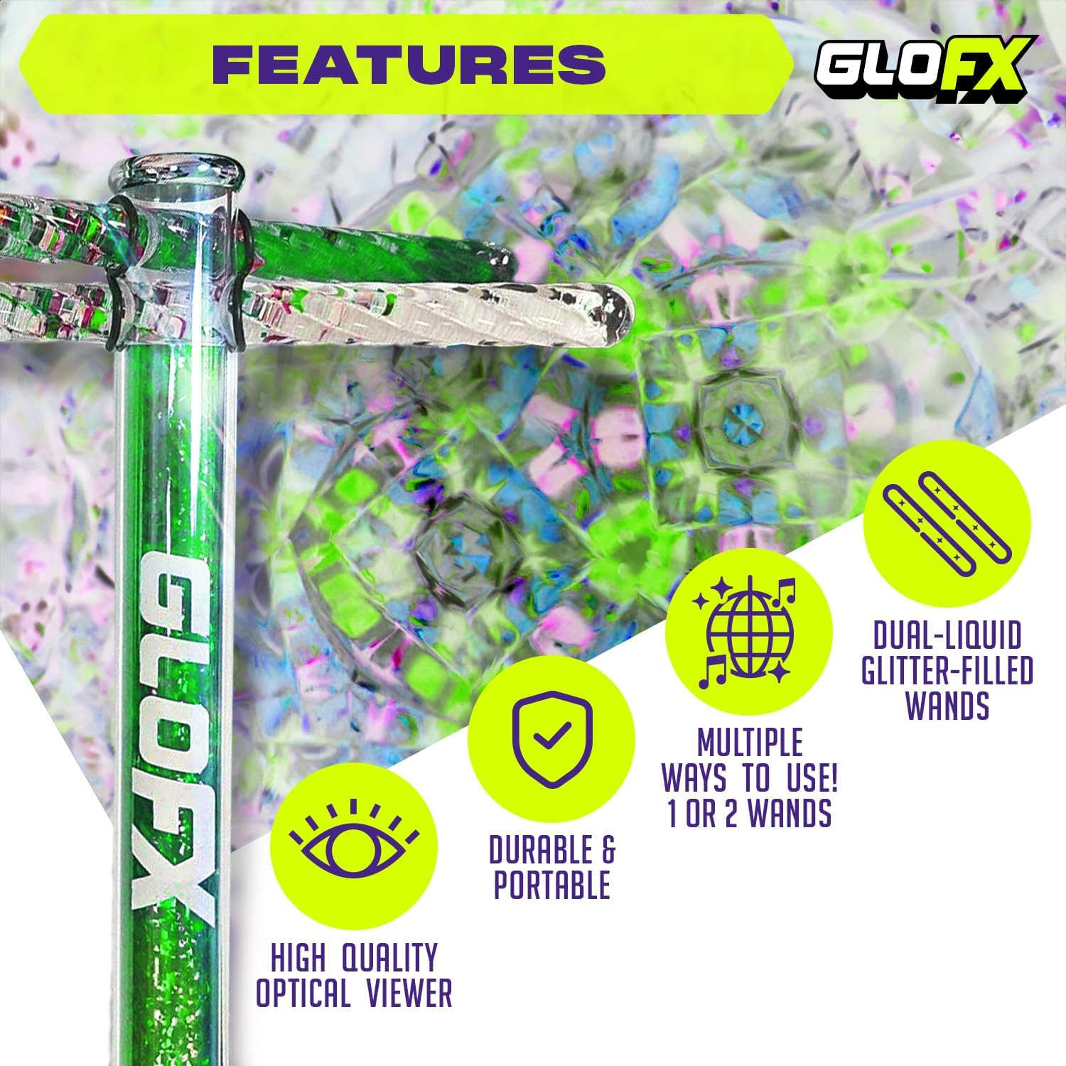 Glofx Liquid X-Kaleidoscope Tube Toy - Rave EDM Kaleidoscope Toy image number 4