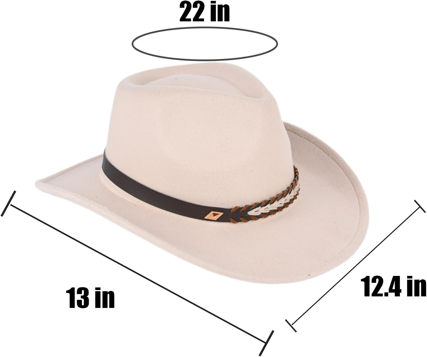 Cowboy Hat with Cowgirl Hat Beige West Cowboy Hat Wide Edge Felt Cowboy Hat Cowgirl Hat Fedora Hat Men Wide Brim Hat image number 4
