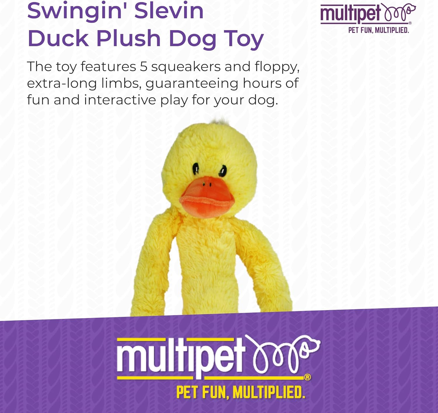 Multipet Swingin' Slevin 27" Duck Plush Dog Toy image number 3