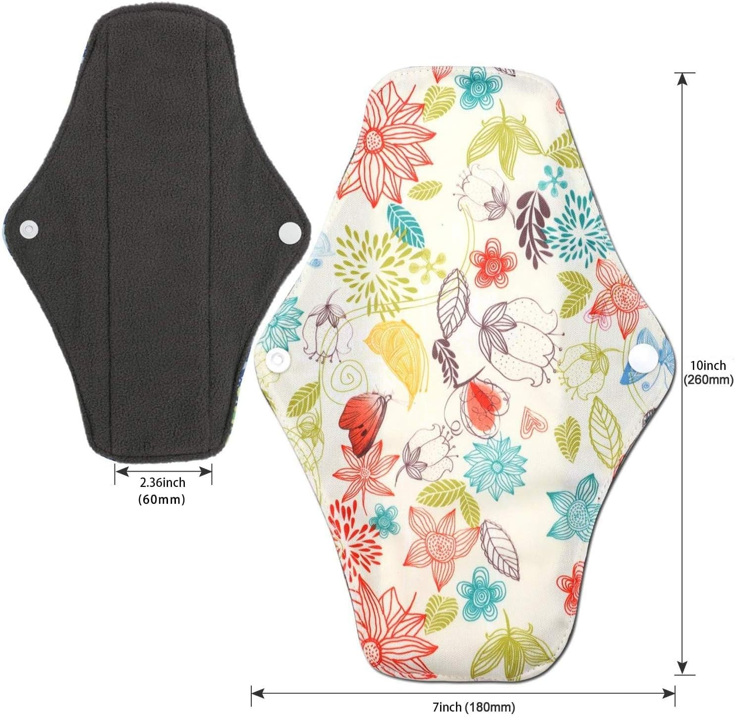 Reusable Menstrual Pads (7 in 1, 10In*7In), Cloth Pads for Heavy Flow with Wet Bag, Large Sanitary Pads Set with Wings for Women, Washable Overnight Cloth Panty Pad Liners Period image number 2
